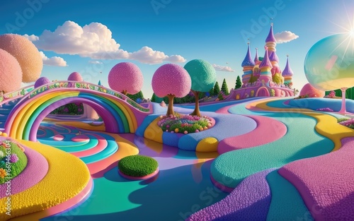 fabulous park with castle. generative ai © i-element