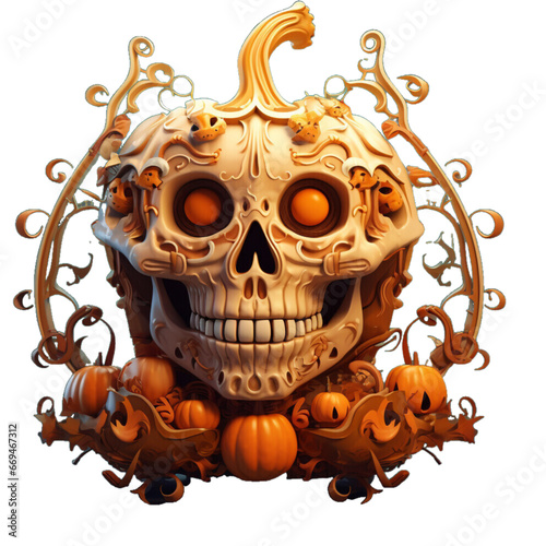 Halloween Pumpkin trick or treat skull Evil