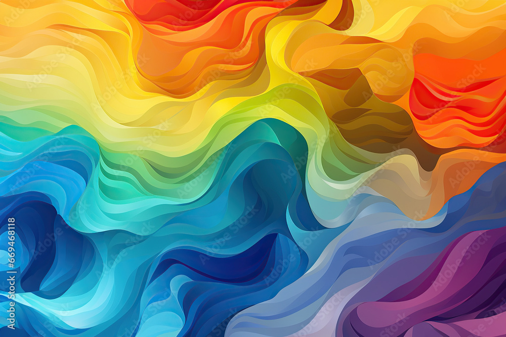 Fototapeta premium Abstract waves design in LGBT+ colors for festive celebration and design