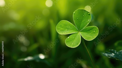 Macro detail to cloverleaf in the meadow, a shape or pattern resembling leaf of clover, happiness concept