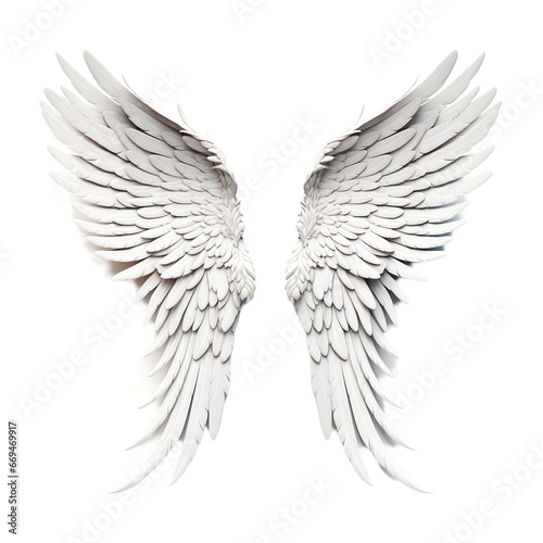 Celestial Grace: Isolated Angel Wing on a Transparent White Background, Radiating Divine Serenity.