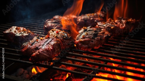 meat on fire