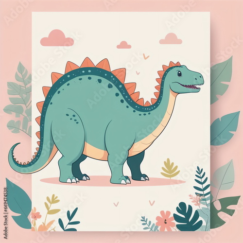 Lovely Dino Theme  Playful Postcard Designs