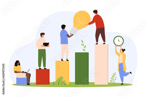 Professional career and creative idea of tiny people, business development opportunity