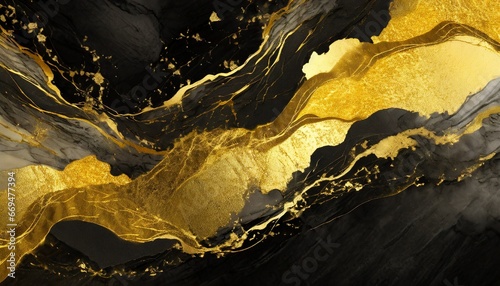 Elegant dark and gold abstract ink background
