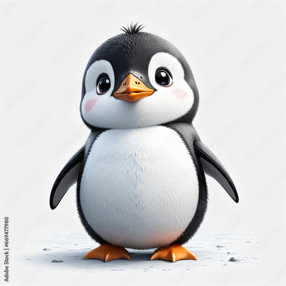 Fototapeta premium Children's Book Magic: Minimalist Penguin Illustration
