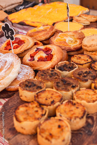 Traditional Mallorcian Baked Food at a Market photo
