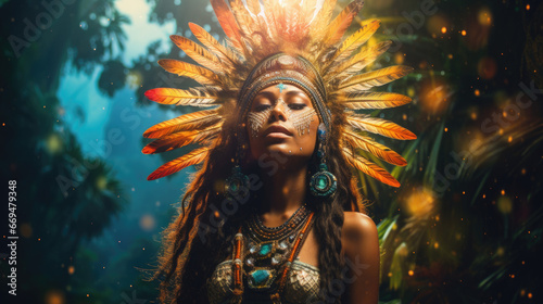 native American cosmic shaman spirituality - by generative ai photo