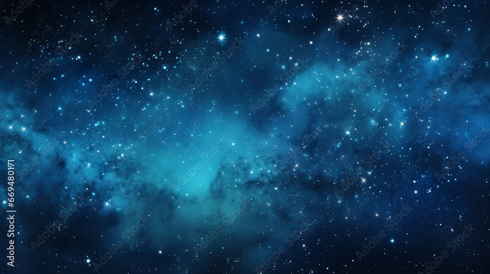 Abstract blue space background with stars and nebula