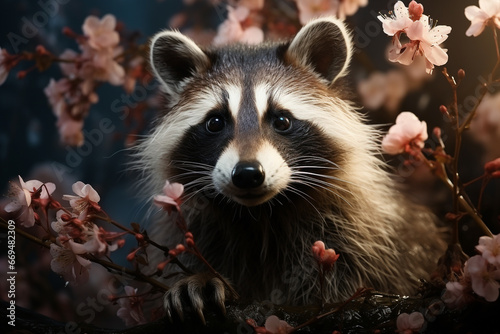 Close-Up Portrait of a Young Mammal Raccoon