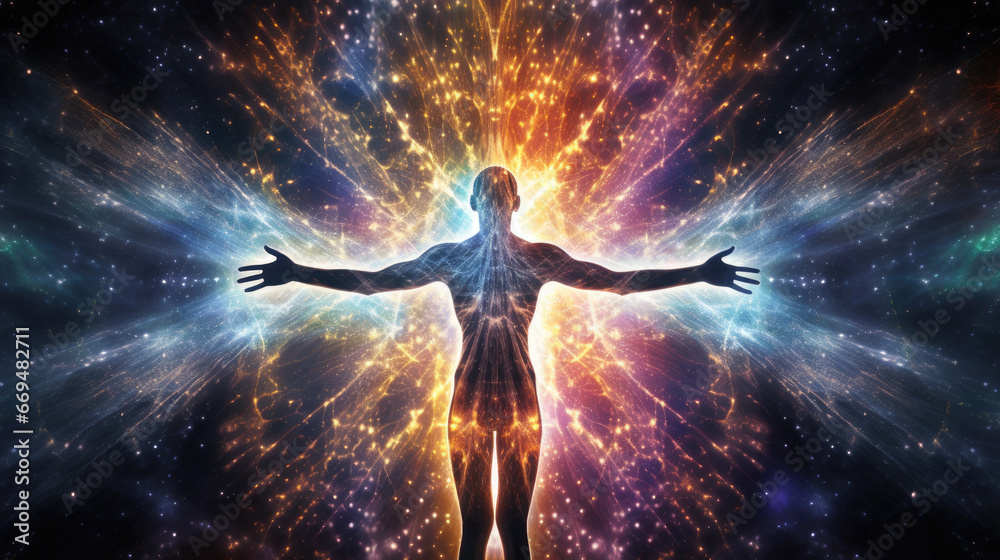 cosmic consciousness new age psychedelic spiritual meditation - by generative ai - obrazy, fototapety, plakaty 