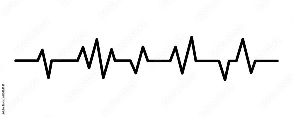 Black heartbeat line. Pulse and rhythm heart. Electrocardiogram heart.