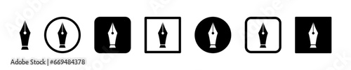 Set with old fountain pen nibs vector icons. Retro fountain nib pen tip. Vector 10 EPS.