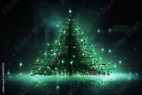 abstract christmas tree with lights