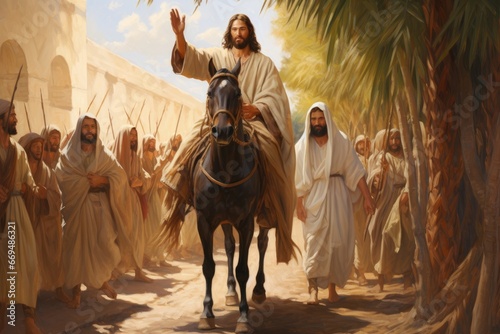 Palm Sunday, Jesus' triumphant entry to Jerusalem photo