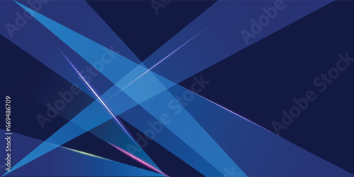 Abstract modern blue horizontal banner background with geometric diagonal overlay layer and glowing lines. Suit for banner, poster, cover, header, flyer