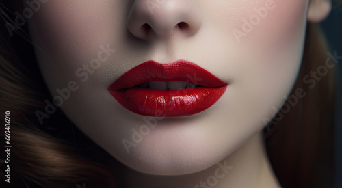 Woman Lips Closeup  Red Lipstick Makeup  Beautiful Mouth Make-Up  Model Girl Lip  Lips Macro