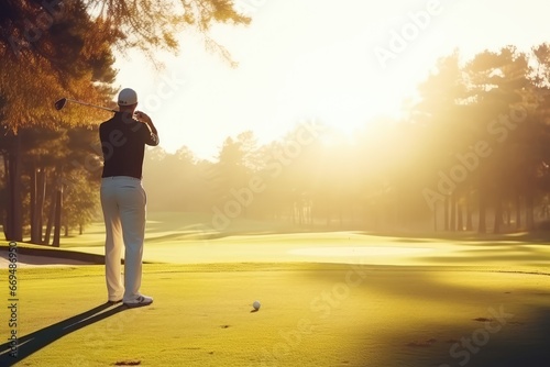 Male Golf Player, Professional Golf Course Concept, Golf Club, Golfer Man, Generative AI Illustration