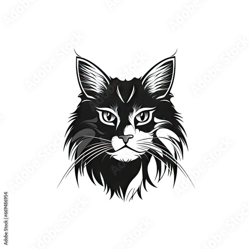 Cat Silhouette Icon Isolated  Animal Black  Pet Symbol on White Background