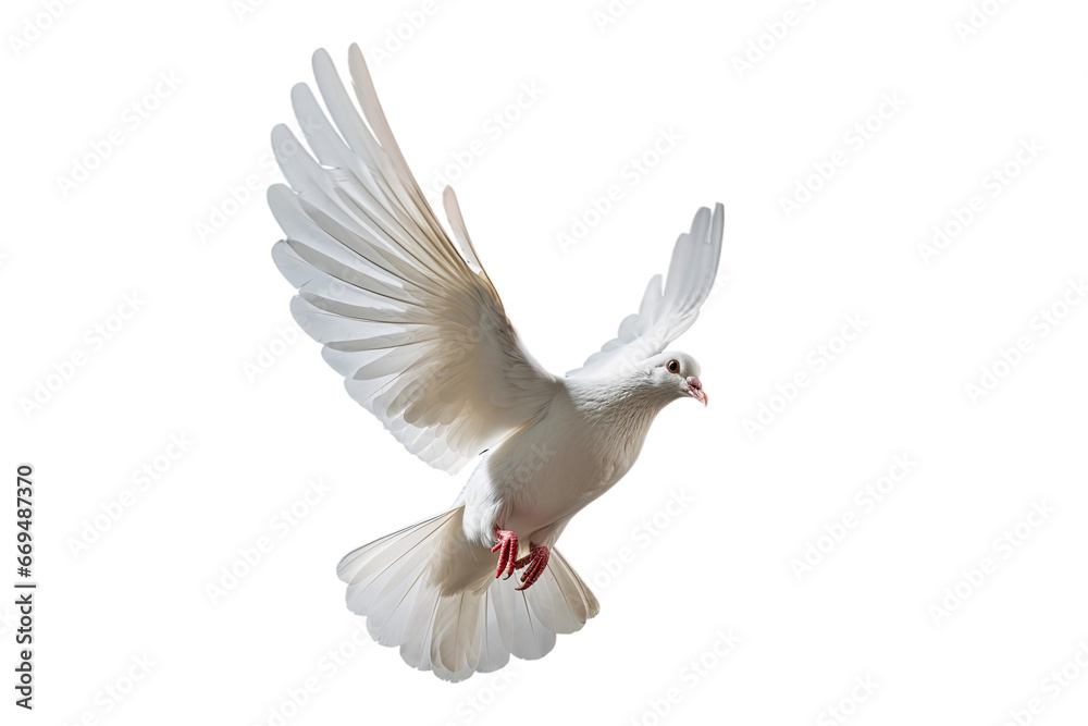 Obraz premium White dove flying on transparent PNG file and Clipping path .freedom concept and international day of peace