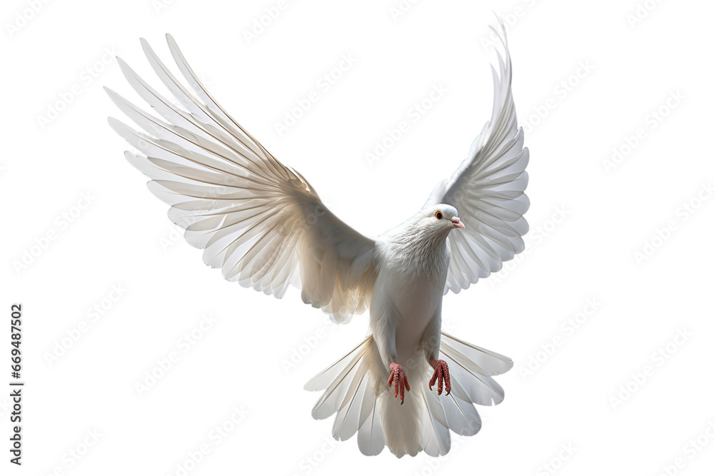 Fototapeta premium White dove flying on transparent PNG file and Clipping path .freedom concept and international day of peace