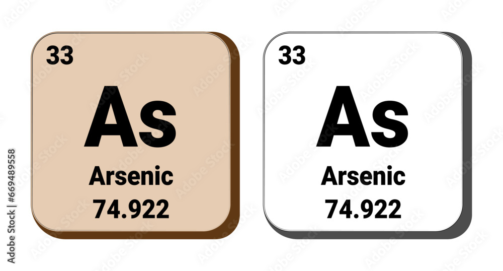 As, Arsenic element vector icon, periodic table element. Vector illustration EPS 10 File. Isolated on white background. As, Arsenic element vector icon, periodic table element. Vector illustration EPS 10 File. Isolated on white background.