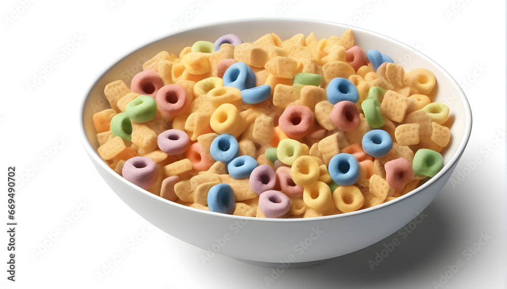 bowl of cereal on abstract white background, food concept, generative ai bowl of cereal on abstract white background, food concept, generative ai
