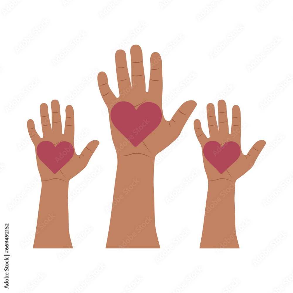 orld Kindness Day greeting card, conceptual vector illustration with variety of human hands holding hearts. November 13. orld Kindness Day greeting card, conceptual vector illustration with variety of human hands holding hearts. November 13.