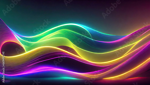 Massive Neon Wave Backdrop Backgroud Photo
