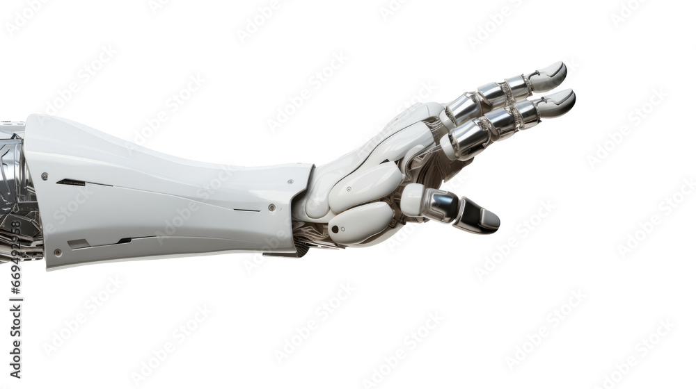 White cyborg robotic hand finger - 3D rendering isolated on free PNG background. White cyborg robotic hand finger - 3D rendering isolated on free PNG background.