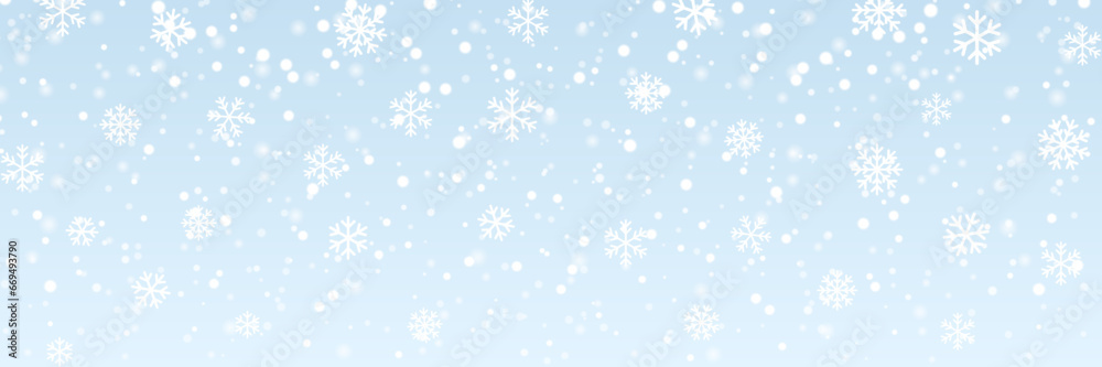 Abstract Christmas blue background with falling snow and snowflakes, magical winter sky with heavy snowfall, fantasy shining snowy backdrop, vector illustration. Abstract Christmas blue background with falling snow and snowflakes, magical winter sky with heavy snowfall, fantasy shining snowy backdrop, vector illustration.