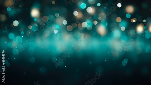 Beautiful Teal Color Defocused Lights Bokeh Abstract Background