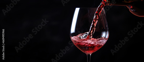 Elegant pour of red wine into a glass.