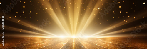 きらびやかなスポットライトに照らされた黄金のステージ　背景素材 photo
