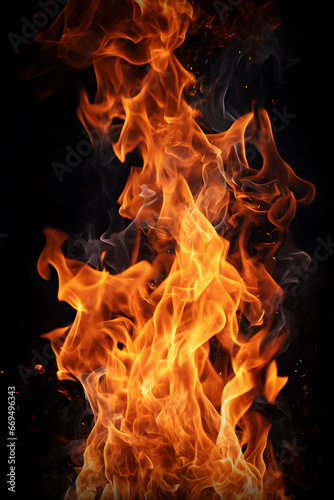 Fire flames on a black background as a abstract background