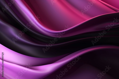 Abstract background in black, purple, and magenta. Smooth and elegant with space for design. Soft wavy folds evoke a sense of Christmas and Valentine. Generative AI