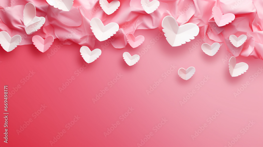 Heart on pink background. Valentine concept. Generative AI