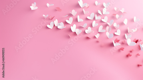 Heart on pink background. Valentine concept. Generative AI © BoszyArtis