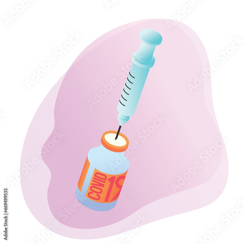Syringe Needle Prick Covid-19 Vaccine Bottle. Vaccination Concept.