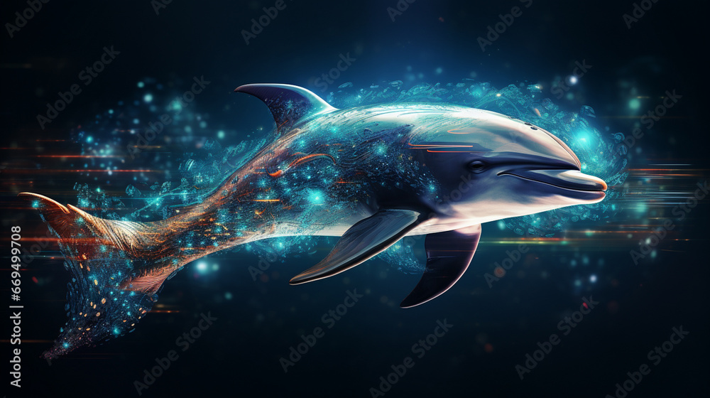 Naklejka premium Dolphin. Fantasy concept. Generative AI.