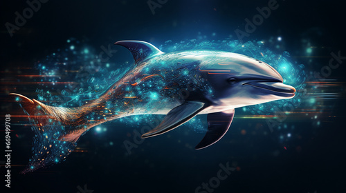 Dolphin. Fantasy concept. Generative AI. © BoszyArtis