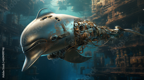 Dolphin. Fantasy concept. Generative AI. © BoszyArtis