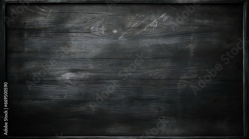 Black Chalkboard Background depicts a black chalkboard, representing a classic writing surface. The horizontal board is empty and blank, creativity using communication blackboard. Generative Ai