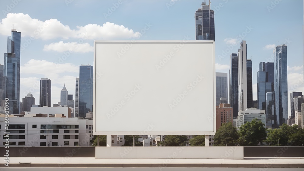 photo of a plain white billboard with an urban background during the day made by AI generative photo of a plain white billboard with an urban background during the day made by AI generative