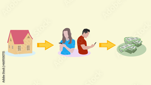 vector illustration of how to earn money from home or work from home