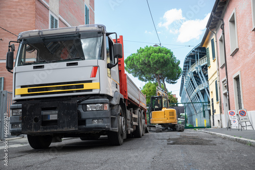 Construction Area with truck and excavator deployed