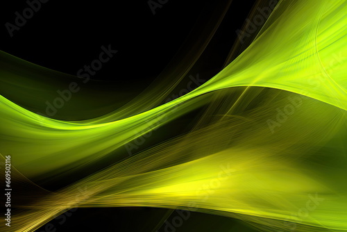 Background of luminous green streaks in dynamic tech motion