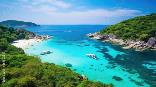 Elevated view of Donald Duck Bay in Similan Islands National Park. photo