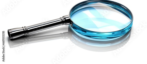 Magnifying glass or lens on white, top view.