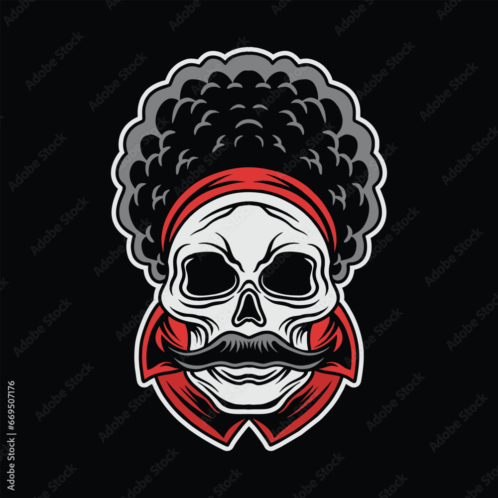 PrintHand Drawn Art Skull Head Vector Design illustration